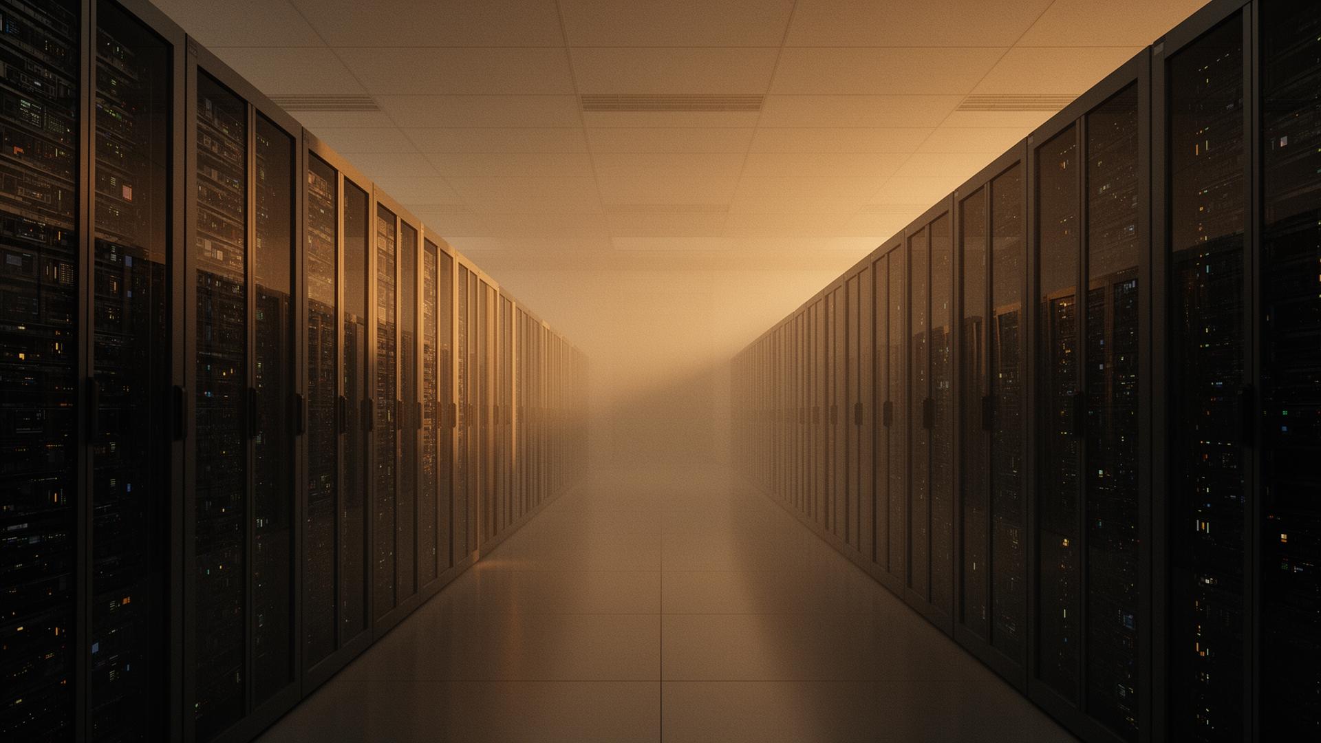 Corredor silencioso de um data center
